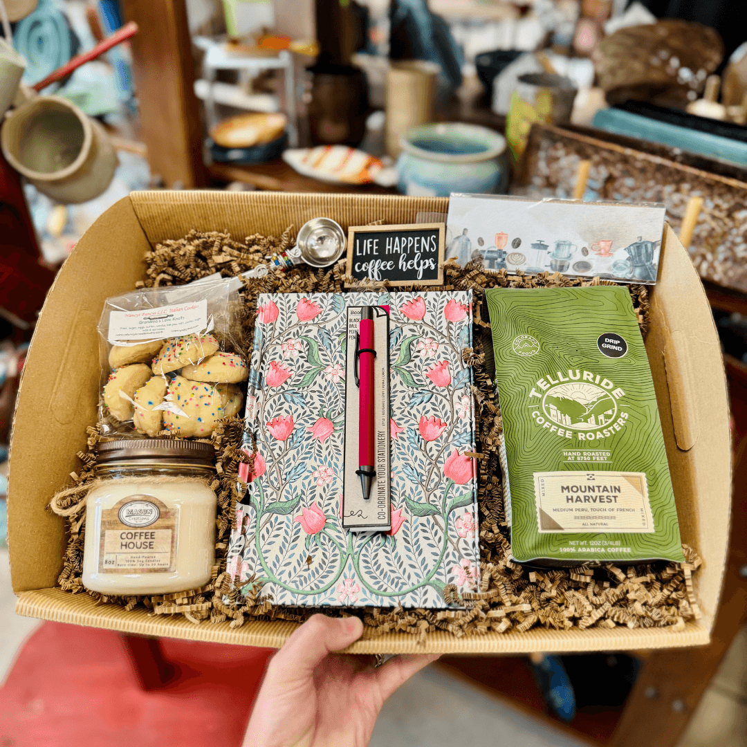 Sometimes the best kind of comfort starts with a really good cup of coffee! This thoughtfully curated box is perfect for coffee lovers, busy mornings, quiet afternoons—or anyone who deserves a little time to sip, slow down and savor the moment.

Your Gift Box Might Include:&nbsp; Locally Roasted Coffee, Coffee Clip &amp; Spoon, Hand-Poured Candle, Sweet Treat, Bookmark, Journal, and an Inspirational Magnet.

The perfect way to let someone know you are thinking about them.